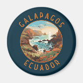 Galapagos-Inseln Retro-Distressiver Kreis Magnet (Vorne)