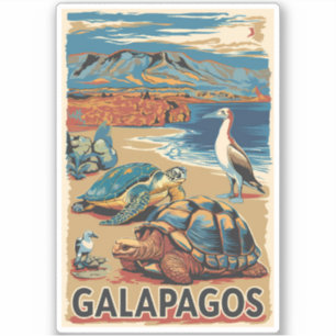 Galapagos Tiere Reisen Kunst Vintag Aufkleber