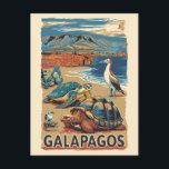 Galapagos Tiere Reisen Kunst Vintag Postkarte<br><div class="desc">Galápagos Inseln im Stil der Vektorkunst. Die Galápagos Inseln sind ein vulkanischer Archipel im Pazifik. Es gilt als eines der weltweit führenden Reiseziele für Wildtiere.</div>