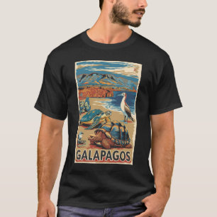 Galapagos Tiere Reisen Kunst Vintag T-Shirt