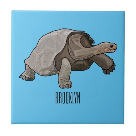 Galapagos-Tortoise-Cartoon Fliese (Vorderseite)