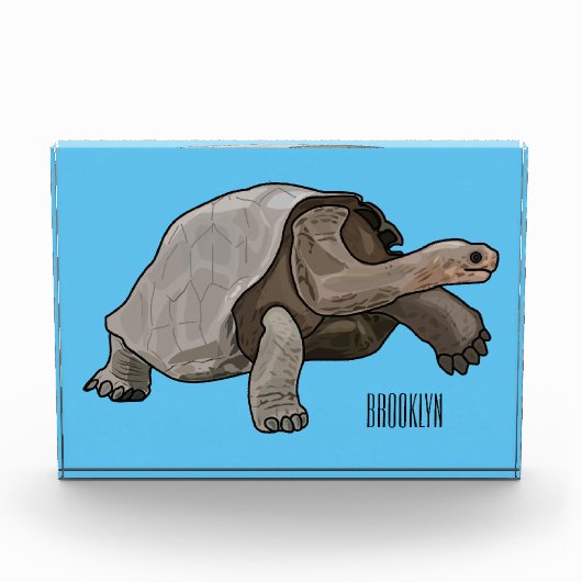 Galapagos-Tortoise-Cartoon Fotoblock (Vorderseite)