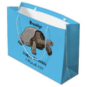 Galapagos-Tortoise-Cartoon Große Geschenktüte (Rückseite Schrägansicht)