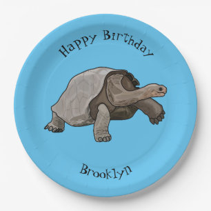 Galapagos-Tortoise-Cartoon Pappteller