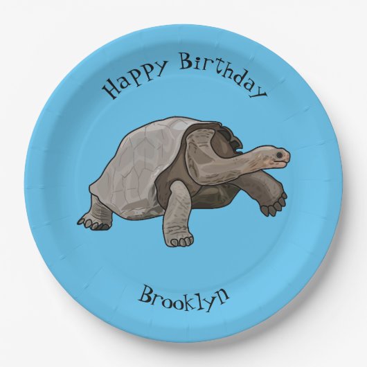 Galapagos-Tortoise-Cartoon Pappteller (Vorderseite)