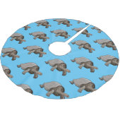 Galapagos-Tortoise-Cartoon Polyester Weihnachtsbaumdecke (Schrägansicht)