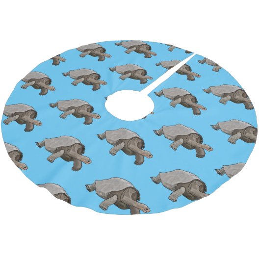 Galapagos-Tortoise-Cartoon Polyester Weihnachtsbaumdecke (Schrägansicht)