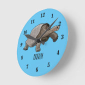 Galapagos-Tortoise-Cartoon Runde Wanduhr (Winkel)