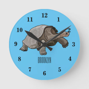Galapagos-Tortoise-Cartoon Runde Wanduhr