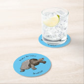 Galapagos-Tortoise-Cartoon Runder Pappuntersetzer (Vor Ort)