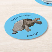 Galapagos-Tortoise-Cartoon Runder Pappuntersetzer (Angewinkelt)