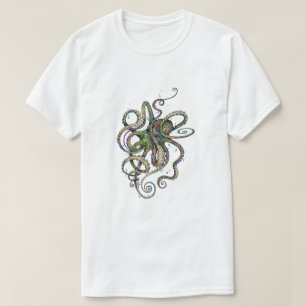 GALASHOP Octopsychedelia Weiße Grafik-Oktopus-Shir T-Shirt