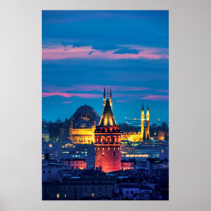Galata Tower und Süleymaniye Moschee Poster