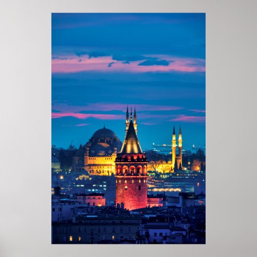 Galata Tower und Süleymaniye Moschee Poster (Vorne)