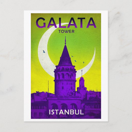 Galata Turm, Istanbul, Türkei, Vintag, Reise Postkarte (Vorderseite)
