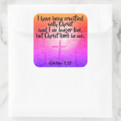 Galaten 2:20 Christliche Bibelbibliothekskleber Quadratischer Aufkleber (Tasche)