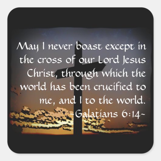 Galaten 6:14 quadratischer aufkleber (Vorderseite)