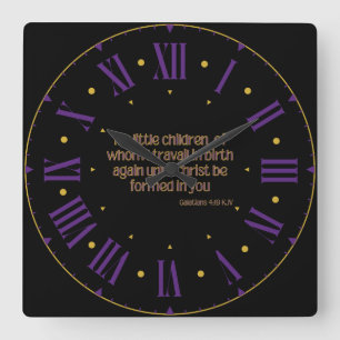 Galatians 4:19 KJV Bible Verse II römische Zahlen Quadratische Wanduhr