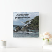 Galations 6:9 Let us not be weary in well doing Quadratische Wanduhr (Zuhause)