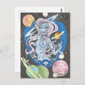 Galaxia Sci-Fi Space Girl Fantasy-Planeten Postcar Postkarte (Vorne/Hinten)