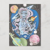 Galaxia Sci-Fi Space Girl Fantasy-Planeten Postcar Postkarte (Vorderseite)