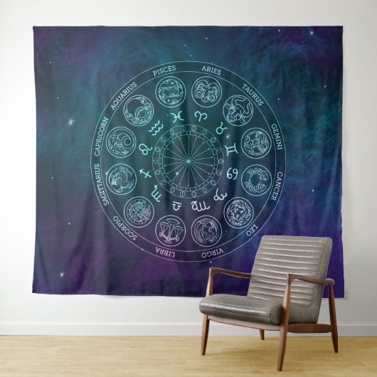 Galaxie Astrologie Zodiac Zeichen Wandteppich (Beispiel (Horizontal))
