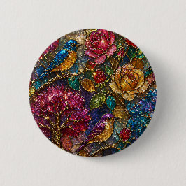 Galaxie-Blumen-Vogel-Muster Button