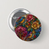 Galaxie-Blumen-Vogel-Muster Button (Vorne & Hinten)