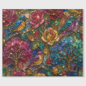 Galaxie-Blumen-Vogel-Muster Geschenkpapier (Flach)