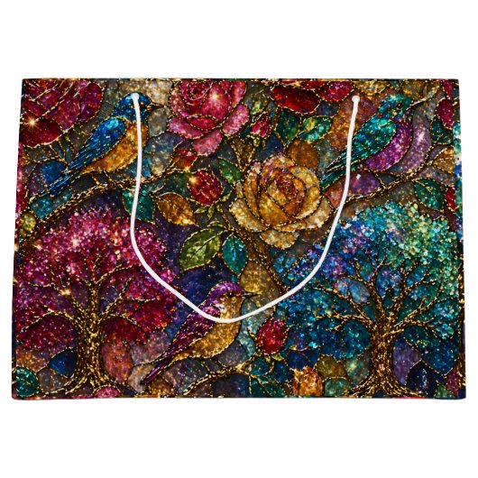 Galaxie-Blumen-Vogel-Muster Große Geschenktüte (Vorderseite)