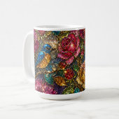 Galaxie-Blumen-Vogel-Muster Kaffeetasse (Vorderseite Links)