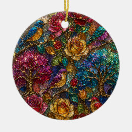 Galaxie-Blumen-Vogel-Muster Keramik Ornament