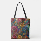 Galaxie-Blumen-Vogel-Muster Tasche (Rückseite)
