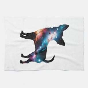 Galaxie Chihuahua Silhouette Geschirrtuch