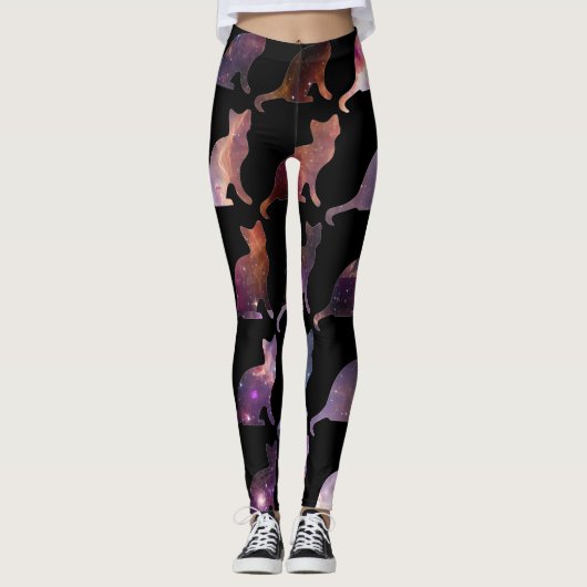 Galaxie-Druck-Katzen-gemusterte Leggings (Vorderseite)