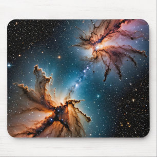Galaxie durch glühende kosmische Dämmerung gesehen Mousepad
