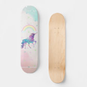 Galaxie Einhorn, Regenbogen, Sterne Skateboard (Vorderseite)
