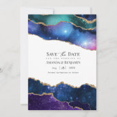 Galaxie Geode Murmel Falscher Glitter Himmels Hoch Save The Date (Vorderseite)