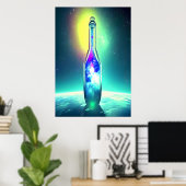 Galaxie in einer Flasche | AI Art Poster (Heimbüro)