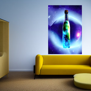Galaxie in einer Flasche im Weltraum AI Art Post Poster