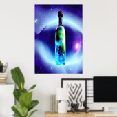Galaxie in einer Flasche im Weltraum | AI Art Post Poster (Heimbüro)
