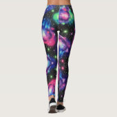 Galaxie in Neonfarben Nahtloses Muster Leggings (Rückseite)