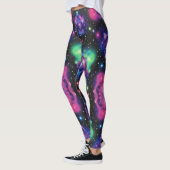 Galaxie in Neonfarben Nahtloses Muster Leggings (Links)