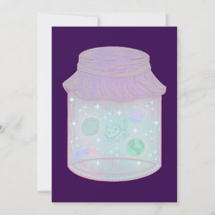 Galaxie-Katze in einem Glas Kawaii Weltraum-Katz Dankeskarte