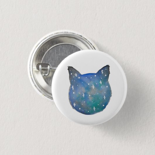 Galaxie-Katze Pinback Knopf Button (Vorne & Hinten)