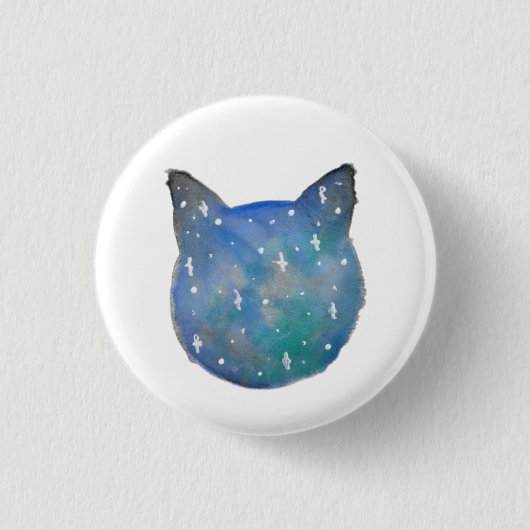Galaxie-Katze Pinback Knopf Button (Vorderseite)