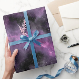 Galaxie Lila Nebel Weltraum Schwarzes abstraktes M Geschenkpapier