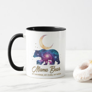 Galaxie Mama-Bär & Welpen Mond-Silhouette Tasse
