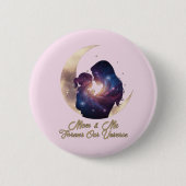 Galaxie Mama & Kind Silhouette Mond Kunst Button (Vorderseite)