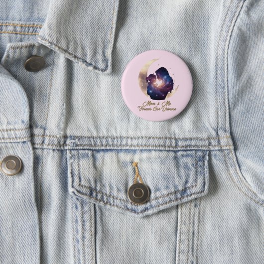 Galaxie Mama & Kind Silhouette Mond Kunst Button (Beispiel)